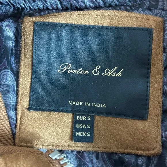 Porter & Ash Bomber Jacket Men's Small Brown Full Zip Paisley Lined - Picture 2 of 7